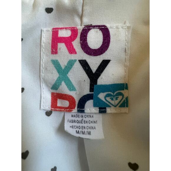 Y2K Roxy White Quilted Zip Up Jacket With A Fur Hood And Embroidery Size M - Picture 3 of 7